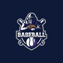 Fototapeta premium Baseball mascot logo design vector with modern illustration concept style. Baseball illustration for sport and esport team.