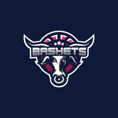 Bull mascot logo design vector with modern illustration concept style. Bull head illustration for sport and esport team.
