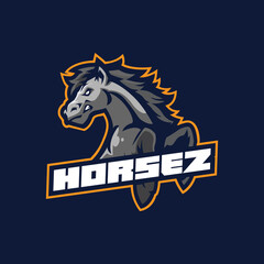 Horse mascot logo design vector with modern illustration concept style. Angry horse illustration for sport and esport team.