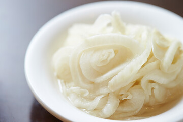 Vinegar pickled onions on a plate