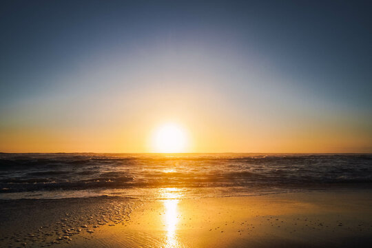 sea ​​landscape on the beach at sunset