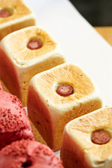 Various types of cube bread