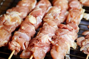 Chicken skewers on the grill 