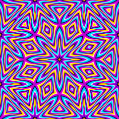 Colorful stars. Optical expansion illusion. Seamless pattern.
