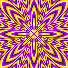 Shine of yellow star. Optical expansion illusion.