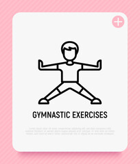 Gymnastics exercises thin line icon. Modern vector illustration.