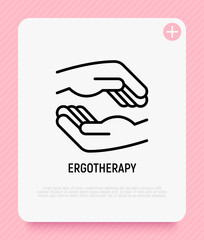 Ergotherapy thin line icon, occupational therapy. Rehabilitation procedure, physical recovery for disabled. Modern vector illustration