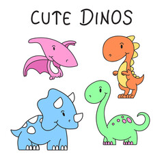 Cute Dinosaur family clipart vector template set. This design collection can be used in kids learning book and products.