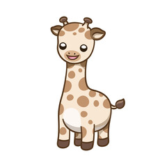 Cute happy giraffe cartoon clipart vector illustration. African woodland animal element for print, design, stickers etc.