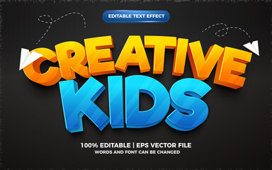 creative kids cartoon 3d editable text effect