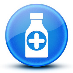 Pills bottle eyeball glossy blue round button abstract