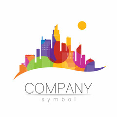 Fototapeta premium Company Logo Vector City Town Icon for Branding Real Estate Symbol Building and Apartment Rent Concept Sign