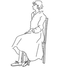 椅子に座っているワンピースの女性のベクターイラスト