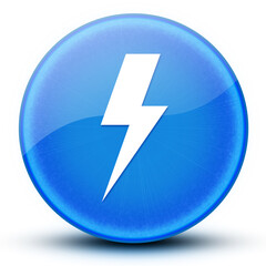 Lightning bolt eyeball glossy elegant blue round button abstract