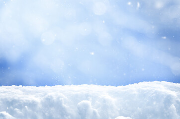 winter christmas background with snow and falling snowflakes