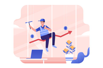 window cleaner with upward growth direction