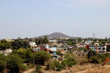 View of city and Parnera hill at valsad Gujarat