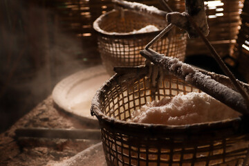 Natural mountain salt making industry of famous village in Nan, Thailand