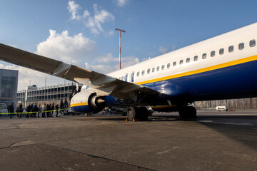 The plane at the airport on loading.