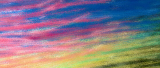 Tekstura, tęczowe niebo, przenikające się kolory, druk na tkaninę , ozdobny papier, LGBTQ+ Miesiąc Dumy © Victoria Ritchie