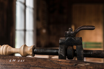Old vice in workshop