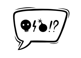 Swearing speech bubble censored with symbols. Hand drawn swear words in text bubble to express dissatisfaction and bad mood. Vector illustration isolated in white background