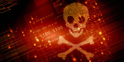 2d illustration abstract binary skull    © jijomathai