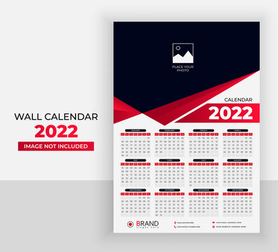 Modern And Colorful Wall Calendar 2022 Template Design Premium Vector