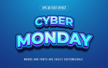 Blue cyber monday 3d editable text effect style