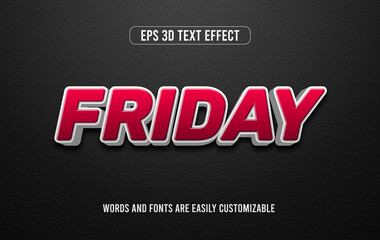 Black friday red and white editable text style effect