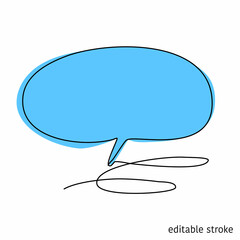 Speech Bubble in Continuous Line Drawing with Editable Stroke. Sketchy Talk Concept. Outline Simple Artwork. Vector Illustration.