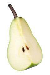 Cut fresh ripe pear isolated on white