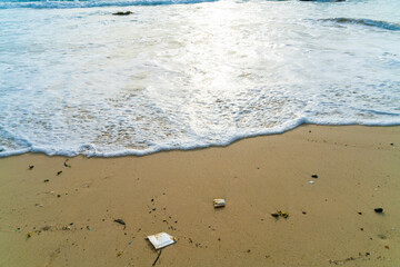 Sea wave beach sunset with cloud summer vacation