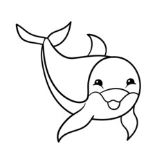 Cute cartoon dolphin, coloring page