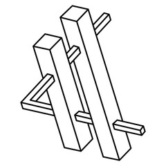 Impossible shape. Web design element. Optical Illusion object. Geometric figures.