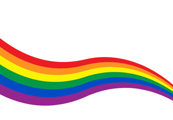 Rainbow flag. LGBT pride flag movement on white background. Lesbian Gay Bisexual Transgender. Background with copy space for text. Vector EPS.10