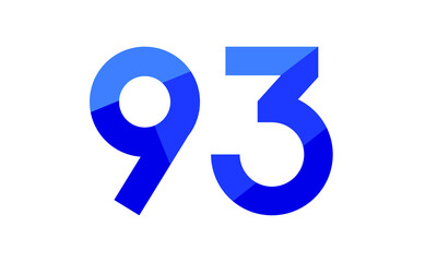 93 Number Modern Flat Blue Logo