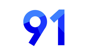 91 Number Modern Flat Blue Logo