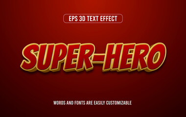 Superhero comic style red vector 3d text effect design