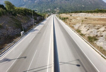 road turn deviation in highway egnatia at dodoni village greece