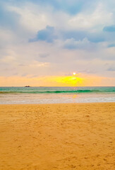 Fototapeta na wymiar Beautiful colorful sunset landscape panorama from Bentota Beach Sri Lanka.