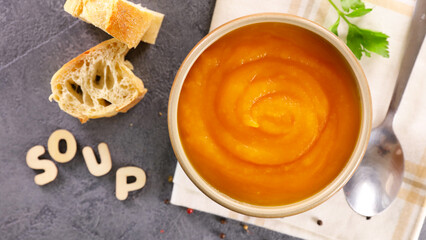 bowl of soup- top view