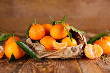 clementine- mandarin fruit and leaf