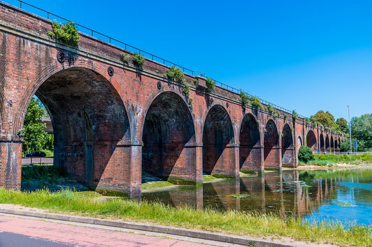 A view along the side of the Viaduct at Fareham, UK in early summer