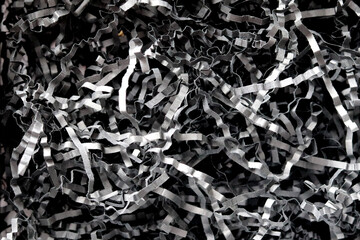 black shredded paper as background
