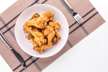 Fried chicken on white background