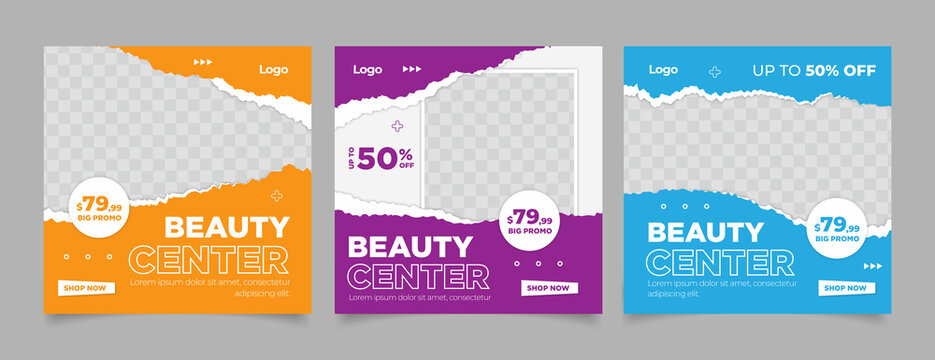 Beauty Center Makeup Social media post Banner Square Flyer Template Design