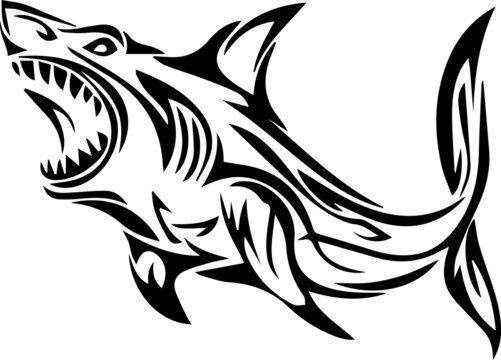 Shark tattoo tribal stylised fish ideal for tattoo or logo design