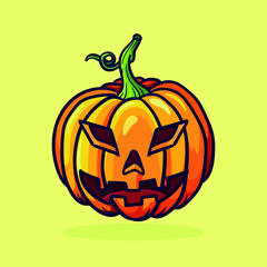 Pumpkins with faces, vector illustration