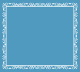 Decorative frame Elegant vector element for design in Eastern style, place for text. Floral blue and white border. Lace illustration for invitations and greeting cards